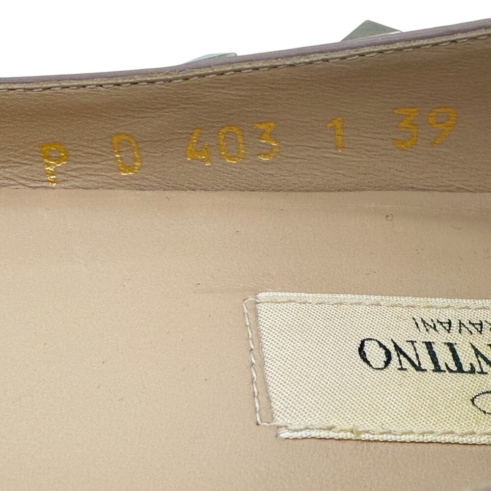 Valentino Garavani Rockstud Ballet Flat Shoes Nude Patent Leather Size 39 US 9 - Picture 7 of 15